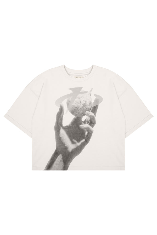 Koszulka Boxy Cropped "HAND" Almond 1OF1