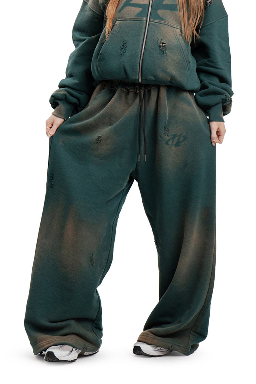 Spodnie Reversible Trashed & Crushed Green