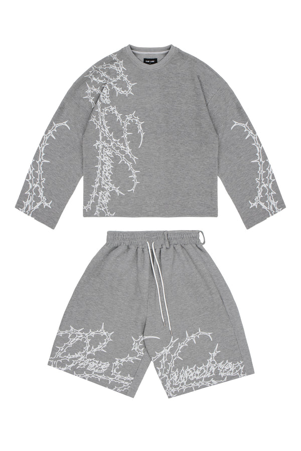Komplet Longsleeve i Spodenki Waffle Grey