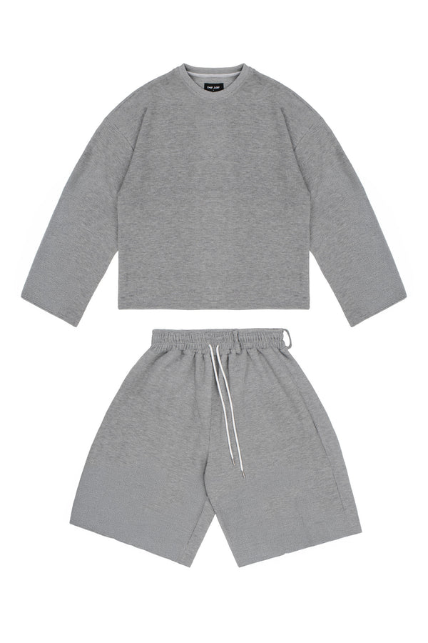 Komplet Longsleeve i Spodenki Waffle Grey Basic