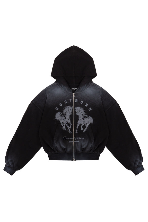 Bluza Puffy Zip Waffel Black