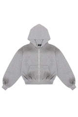 Puffy Zip Waffle Grey Sweatshirt